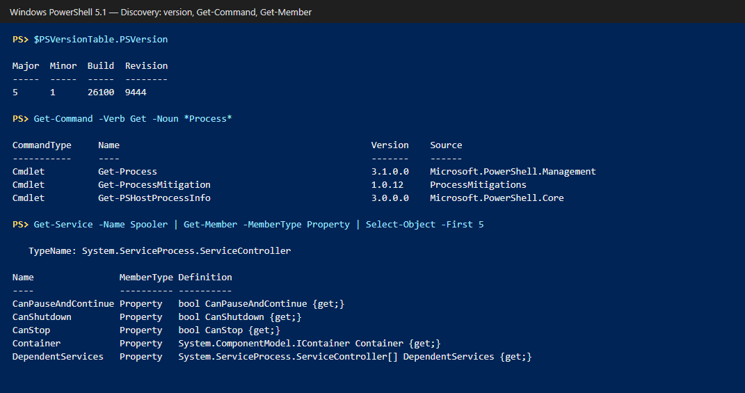 PowerShell from Basics: Essential Commands 3 Get-Command and Get-Member output