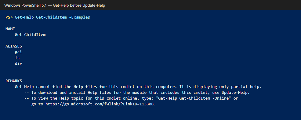 PowerShell from Basics: Essential Commands 2 Get-Help shows partial help until Update-Help is run